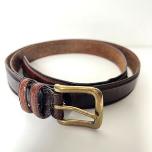 Vintage Mahogany Oil Tanned Cowhide Leather Belt Solid Brass Buckle 44/110